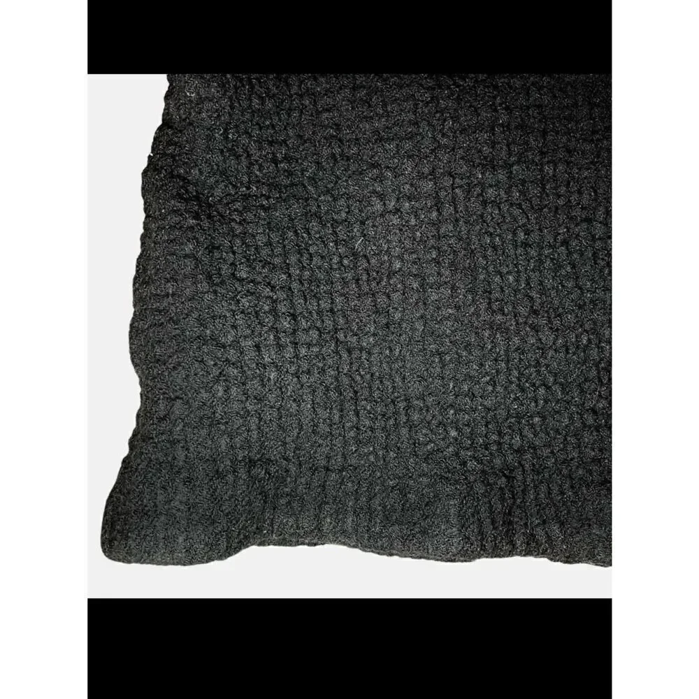 Zara Textured Crop Top with Raglan 3/4 Sleeves in Dark Black Women’s XS